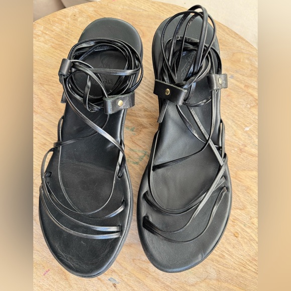 ANCIENT GREEK Esperida Black Leather Strappy Platform Sandal Size 7 - Picture 6 of 7